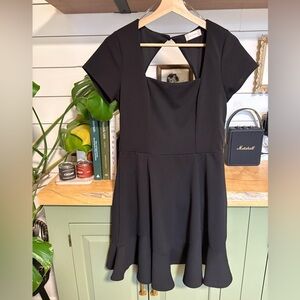 After Date Black Square-Neck Fit & Flare Mini Dress – Size M